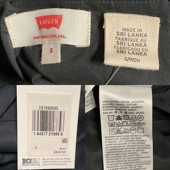 Levi’s Black Clea Cotton Tiered Sleeveless Babydoll Dress Small NWT - Picture 7 of 7